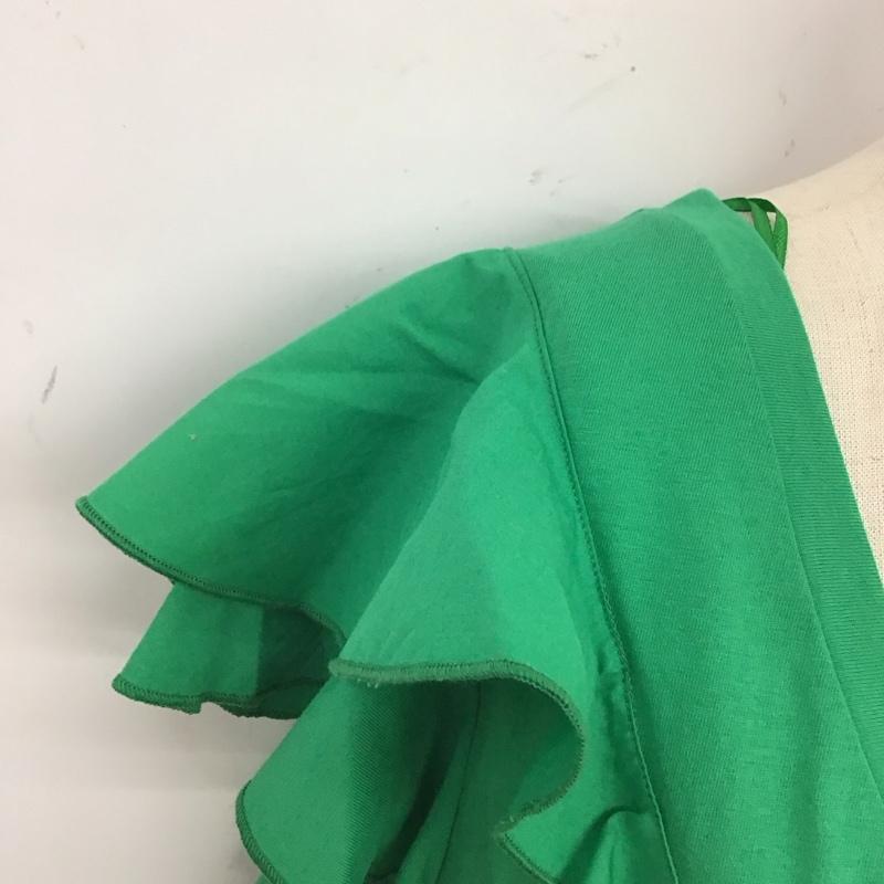 ザラ ZARA カットソー 半袖 5644 002 500 フリル袖 Vネック L 無地 緑 / グリーン / レディース USED 古着 中古 10119381