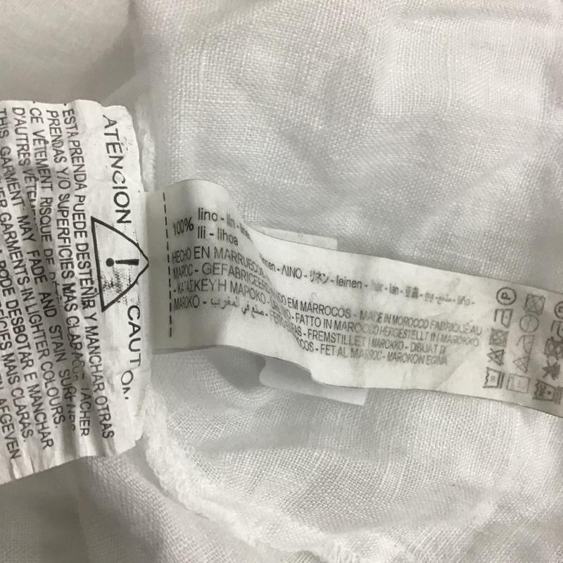 ザラ ZARA カットソー 半袖 麻 リネン Vネック ブラウス L 無地 白 / ホワイト /  レディース USED 古着 中古 10107167