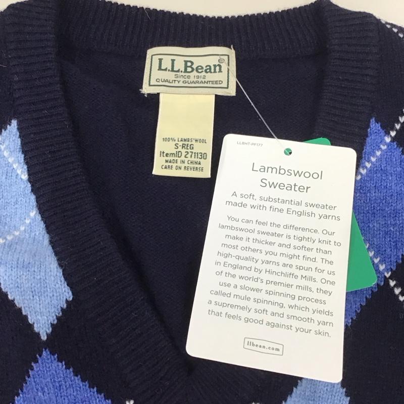 エルエルビーン L.L.Bean ニット、セーター 長袖 長袖ニットカットソー ニット セーター Vネックニット S チェック マルチカラー / マルチカラー / メンズ USED 古着 中古 10111721