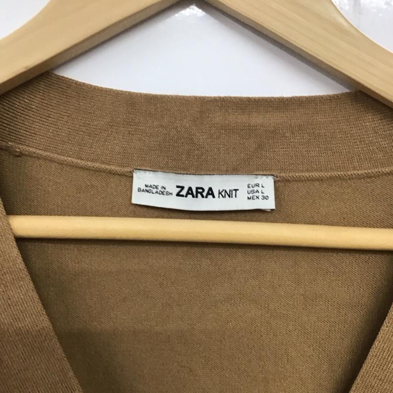 ザラ ZARA カーディガン 長袖 L 無地 茶 / ブラウン / レディース USED 古着 中古 10133661