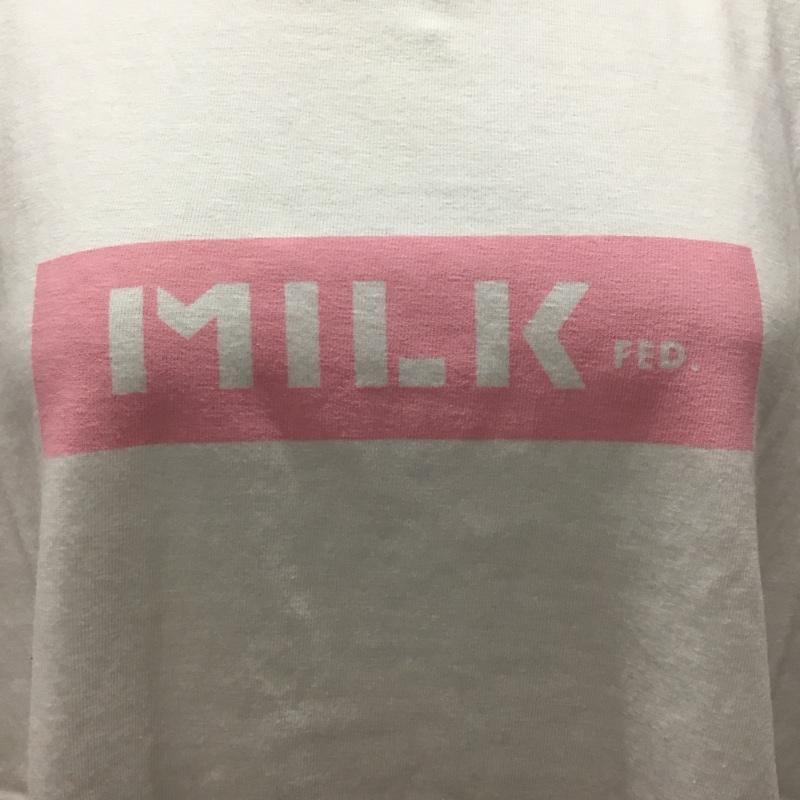 ミルクフェド MILKFED. Tシャツ 半袖 半袖カットソー プリントTシャツ クルーネックカットソー M ロゴ、文字 白 / ホワイト / レディース USED 古着 中古 10112249