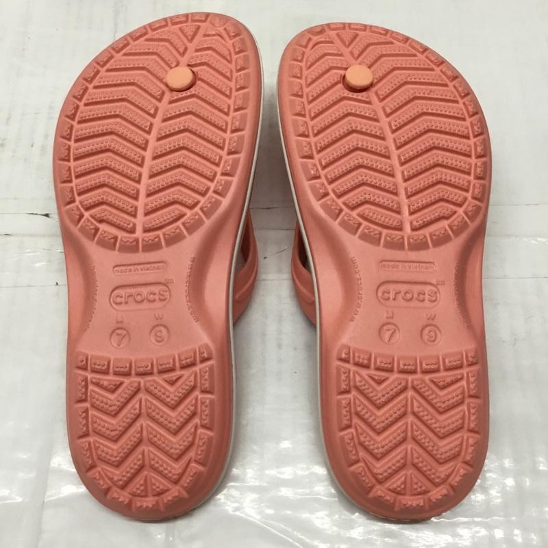 クロックス crocs サンダル サンダル 11033-6KP Crocband Flip 24cm ビーチサンダル 24.0cm ワンポイント 桃 / ピンク / レディース USED 古着 中古 10110656