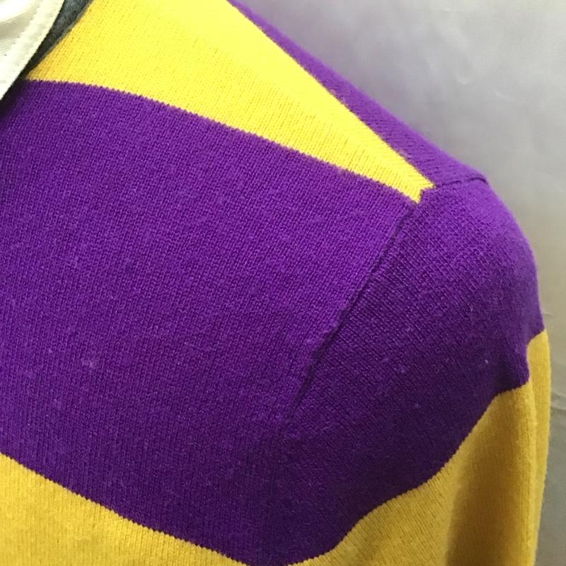 ニューヨーカー NEWYORKER ニット、セーター 長袖 長袖ニットカットソー カラーニット セーター M ボーダー柄 黄 / イエロー / X 紫 / パープル /  メンズ USED 古着 中古 10113237