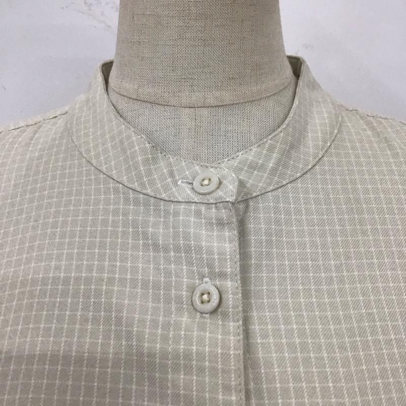 モンベル mont-bell シャツ、ブラウス 長袖 長袖シャツ ノーカラーシャツ ポケットシャツ 長袖カットソー チェックシャツ M チェック ベージュ / ベージュ / レディース USED 古着 中古 10114515