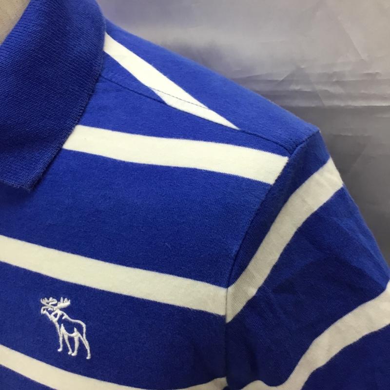 アバクロンビーアンドフィッチ ABERCROMBIE&FITCH ポロシャツ 半袖 半袖ポロシャツ カラーシャツ 半袖カットソー L ボーダー柄 白 / ホワイト / X 青 / ブルー / メンズ USED 古着 中古 10109298