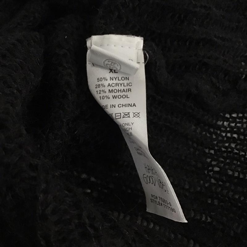 ステューシー STUSSY ニット、セーター 長袖 長袖ニットカットソー クルーネック セーター XL ロゴ、文字 黒 / ブラック / メンズ USED 古着 中古 10133963