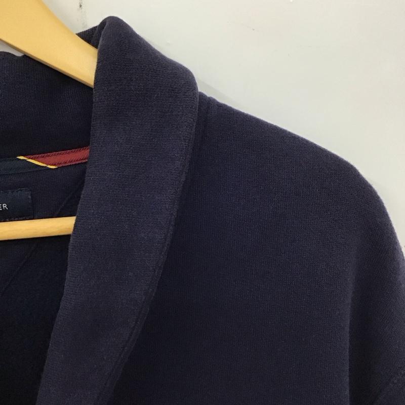 トミーヒルフィガー TOMMY HILFIGER カーディガン 長袖 長袖カーディガン スウェットカーディガン 前ボタン M ロゴ、文字 紺 / ネイビー / メンズ USED 古着 中古 10136621