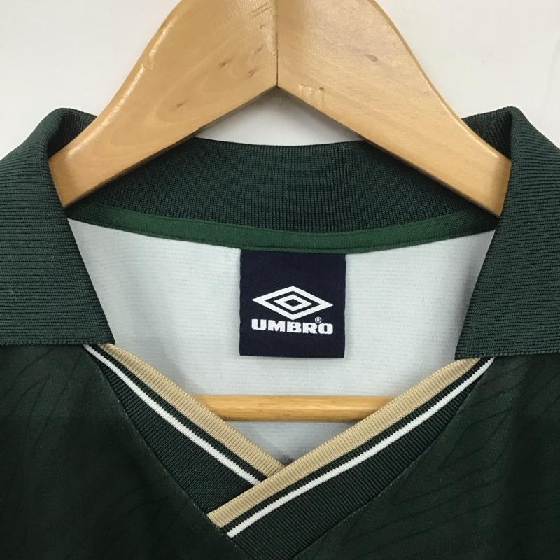アンブロ UMBRO ポロシャツ 半袖 半袖ポロシャツ 半袖カットソー カラーシャツ Vネック XL ロゴ、文字 緑 / グリーン / メンズ USED 古着 中古 10131623