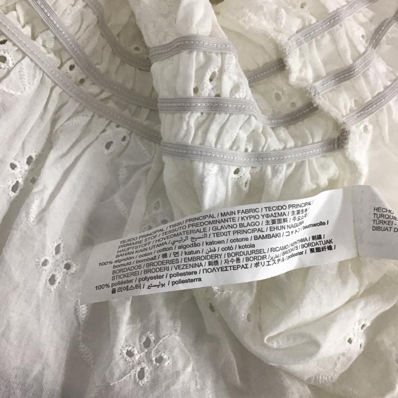 ザラ ZARA カットソー 半袖 3564 103 250 オフショルダー ギャザー S 刺繍 白 / ホワイト / レディース USED 古着 中古 10121089