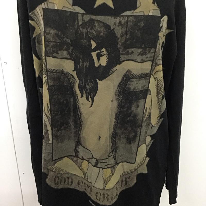グラム glamb カットソー 長袖 長袖カットソー クルーネックカットソー ロングスリーブカットソー プリントTシャツ 4 プリント 黒 / ブラック /  メンズ USED 古着 中古 10109092