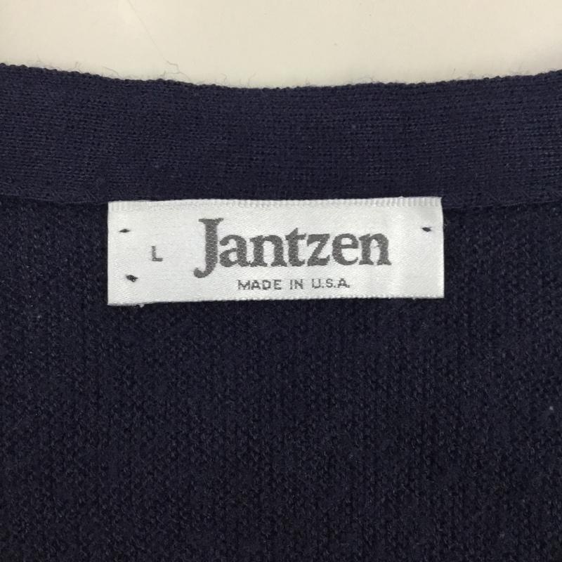ジャンセン Jantzen カーディガン 長袖 長袖カーディガン 長袖カットソー ノーカラージャケット 前開カーディガン 90s L 無地 紺 / ネイビー / メンズ USED 古着 中古 10106433