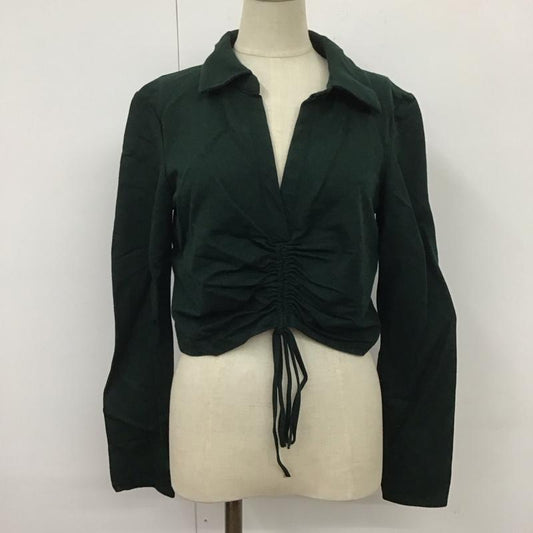 ザラ ZARA カットソー 長袖 長袖カットソー ショート丈 ノーカラーシャツ S 無地 緑 / グリーン /  レディース USED 古着 中古 10109216