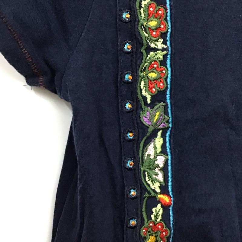 デシグアル Desigual カットソー 半袖 M67T24E4 クルーネック M 刺繍 紺 / ネイビー / レディース USED 古着 中古 10131095