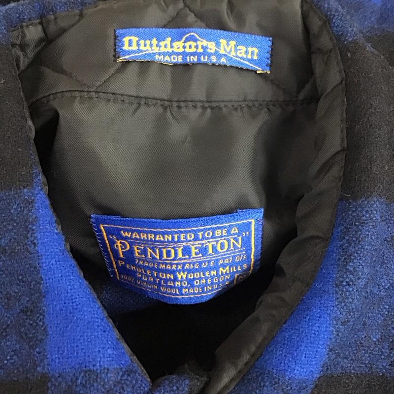 ペンドルトン PENDLETON シャツ、ブラウス 長袖 ウール ワークシャツ M チェック 青 / ブルー / X 黒 / ブラック / メンズ USED 古着 中古 10114038