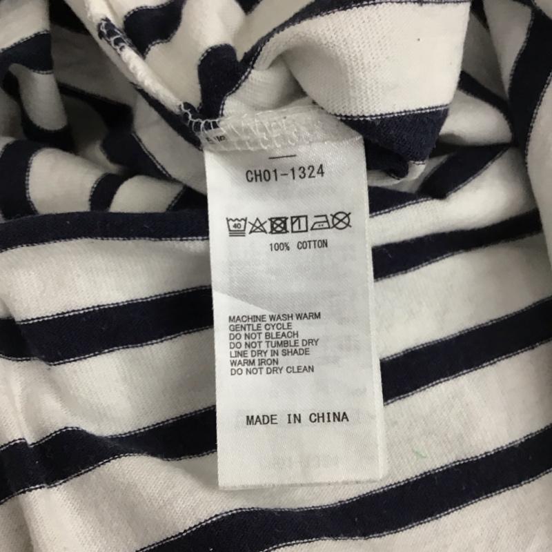 チャムス CHUMS Tシャツ 半袖 ch01-1324 チャムスロゴTシャツ 半袖カットソー プリントTシャツ S ボーダー柄 白 / ホワイト / X 紺 / ネイビー / メンズ USED 古着 中古 10131147