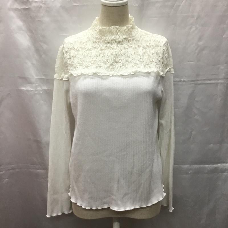 マジェスティックレゴン MAJESTIC LEGON カットソー 長袖 1085010711 シャーリングレースリブトップス M レース柄 オフホワイト / オフホワイト / レディース USED 古着 中古 10107321