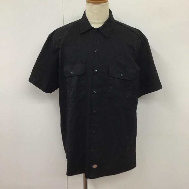 ディッキーズ Dickies シャツ、ブラウス 半袖 半袖シャツ カラーシャツ 半袖カットソー 無地シャツ L 無地 黒 / ブラック /  メンズ USED 古着 中古 10113022