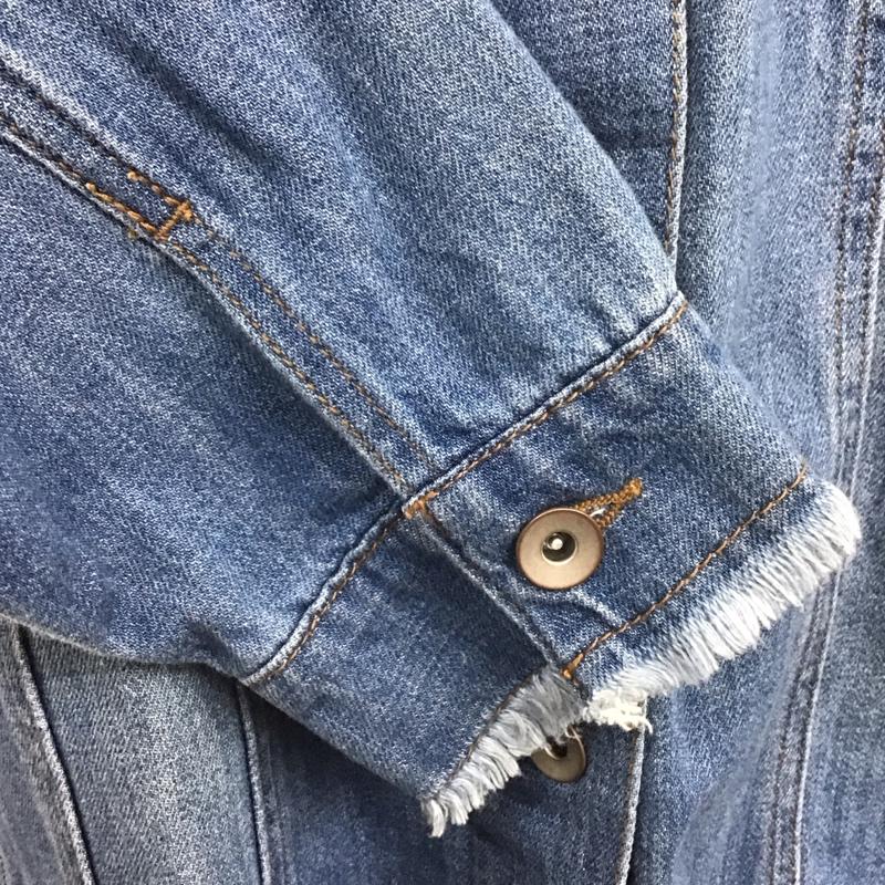 ダブルクローゼット w closet ジャケット、上着 ジャケット、ブレザー デニムジャケット ダメージ FREE 無地 水色 / ライトブルー / レディース USED 古着 中古 10108118