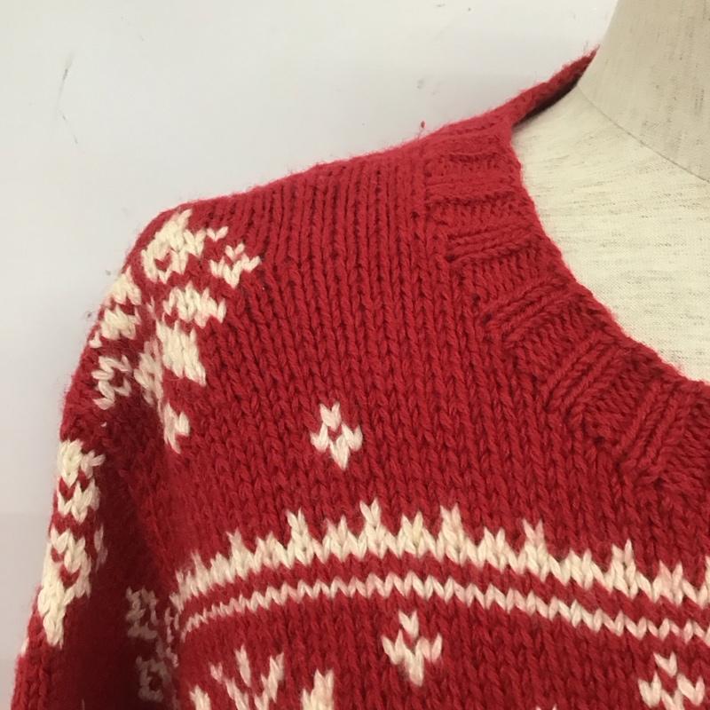 トミーヒルフィガー TOMMY HILFIGER ニット、セーター 長袖 90年代 雪 XS 総柄 赤 / レッド / X アイボリー / アイボリー / メンズ USED 古着 中古 10109934