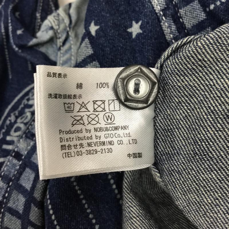 ヴァンソン VANSON シャツ、ブラウス 半袖 半袖シャツ カラーシャツ 半袖カットソー プリントシャツ M プリント インディゴ / インディゴ /  メンズ USED 古着 中古 10108999