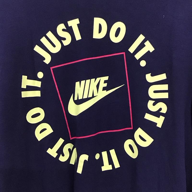 ナイキ NIKE カットソー 長袖 長袖カットソー プリントカットソー クルーネック スポーツウェア XXL ロゴ、文字 紺 / ネイビー / メンズ USED 古着 中古 10136164