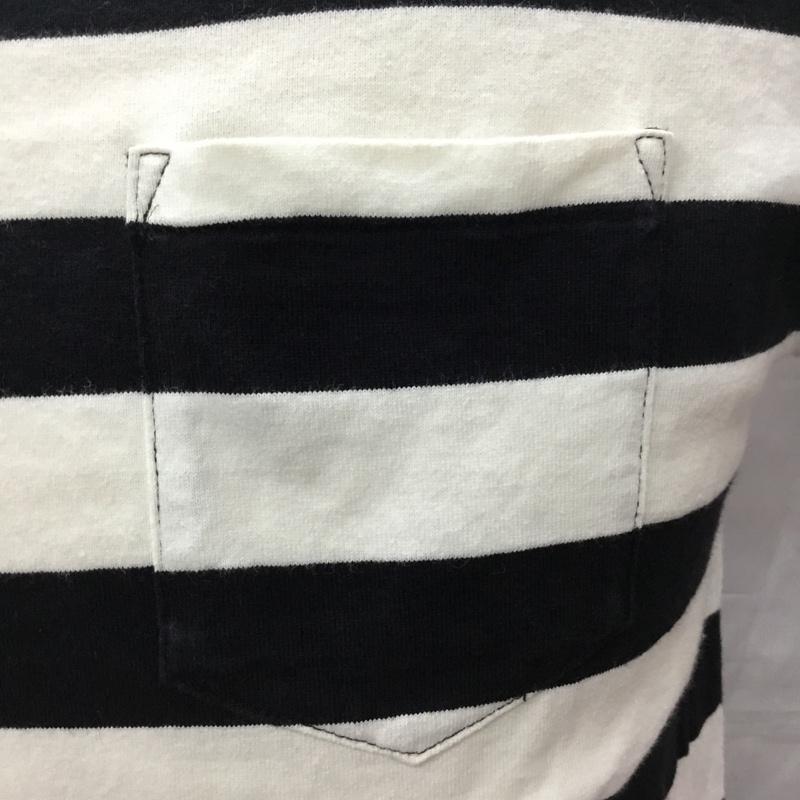 ヒステリックグラマー HYSTERIC GLAMOUR Tシャツ 半袖 半袖カットソー プリントTシャツ クルーネックカットソー S ボーダー柄 白 / ホワイト / X 黒 / ブラック /  メンズ USED 古着 中古 10112324