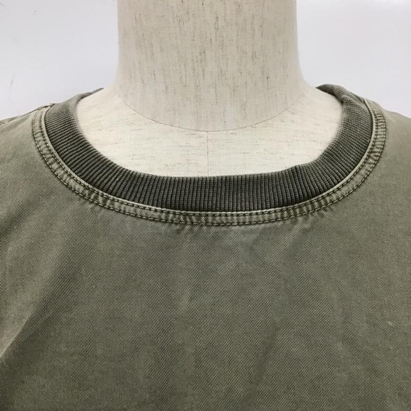 ザラメン ZARA MAN カットソー 半袖 ダメージ加工 無地Tシャツ クルーネックカットソー ミリタリー半袖カットソー XL 無地 カーキ / カーキ / メンズ USED 古着 中古 10105615