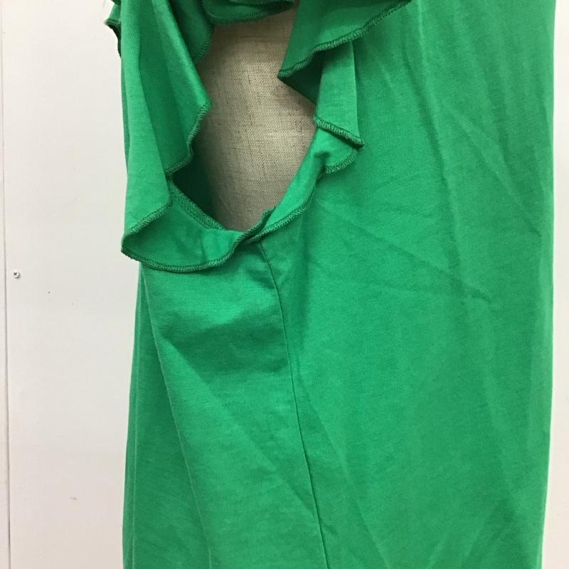 ザラ ZARA カットソー 半袖 5644 002 500 フリル袖 Vネック L 無地 緑 / グリーン / レディース USED 古着 中古 10119381