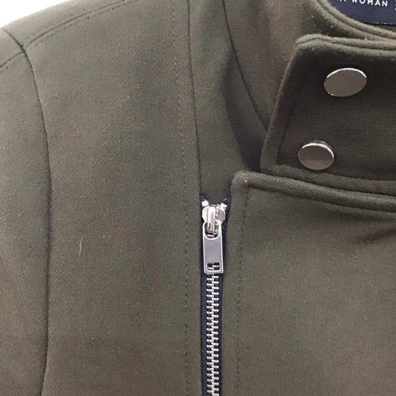 ザラウーマン ZARA WOMAN ジャケット、上着 ジャケット、ブレザー 1049/240/505 スタンドカラージャケット ライダース ショート丈 S 無地 カーキ / カーキ / レディース USED 古着 中古 10134672