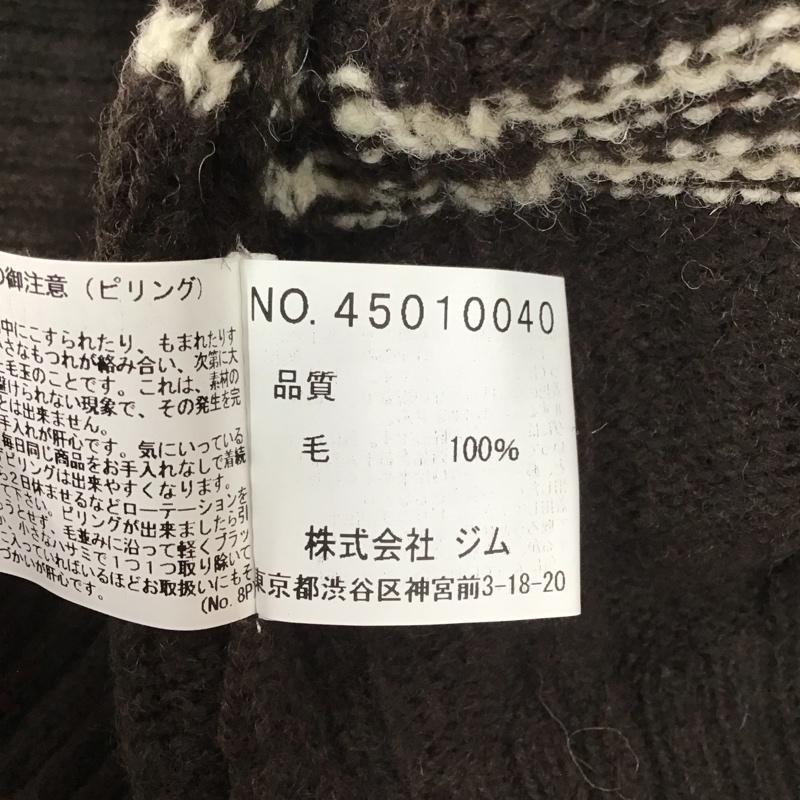 ジム gim ニット、セーター 長袖 長袖ニットカットソー ニット セーター クルーネックニット M ボーダー柄 茶 / ブラウン / メンズ USED 古着 中古 10111711