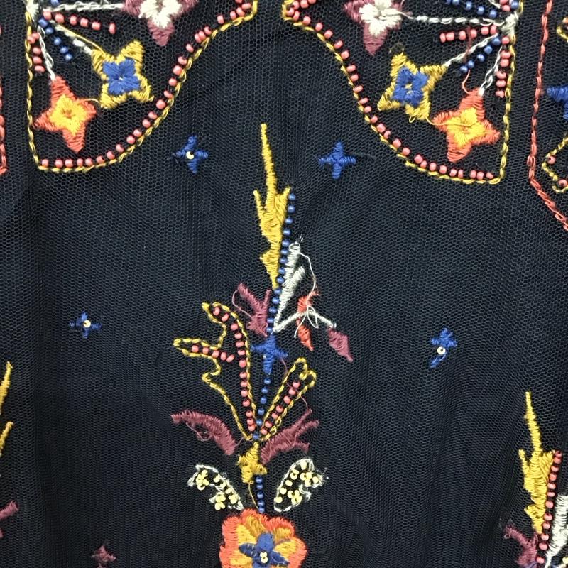 ザラベーシック ZARA BASIC カットソー 長袖 M 刺繍 黒 / ブラック / レディース USED 古着 中古 10124796