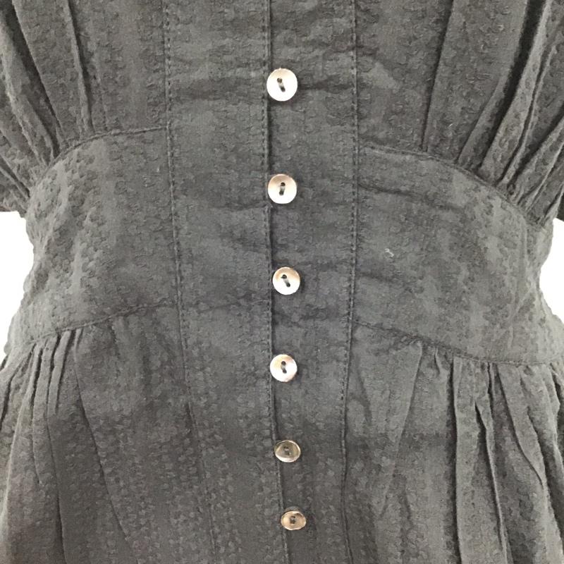 トラッゾドンナ Torrazzo Donna シャツ、ブラウス 半袖 85-3444 Vネック インド綿 タグ付き M 刺繍 黒 / ブラック / レディース USED 古着 中古 10123235