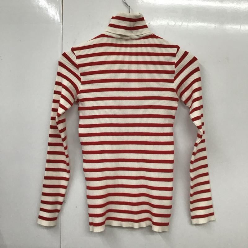 ドルチェアンドガッバーナ DOLCE&GABBANA カットソー 長袖 長袖カットソー タートルネックカットソー 長袖Tシャツ ロングスリーブカットソー 34 ボーダー柄 白 / ホワイト / X 赤 / レッド / レディース USED 古着 中古 10112094