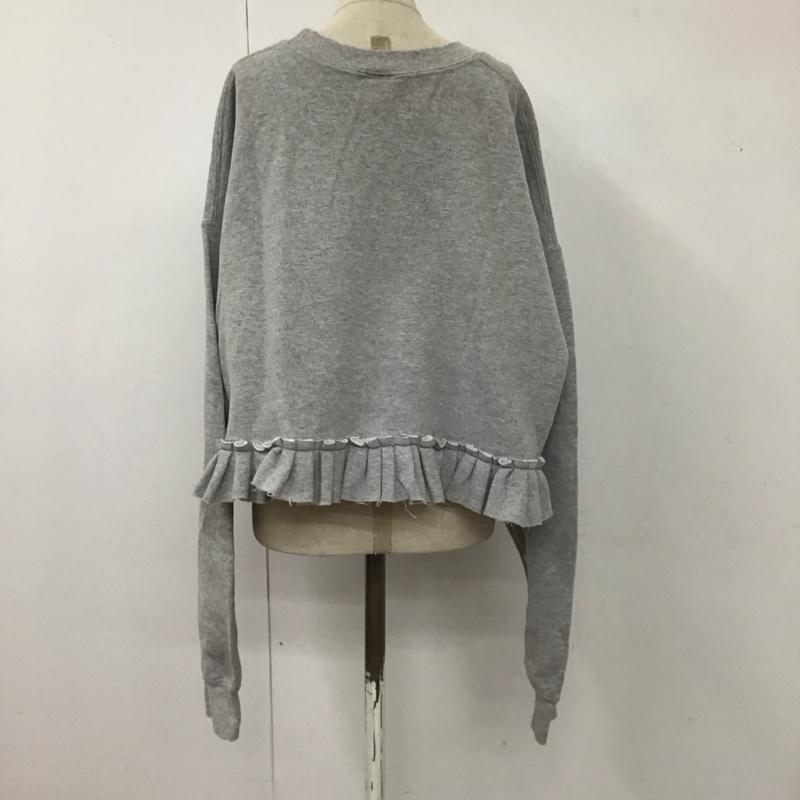 古着 USED トレーナー 長袖 スウェット リメイク フリル 裏起毛 ロゴ、文字 灰 / グレー / レディース USED 古着 中古 10113776
