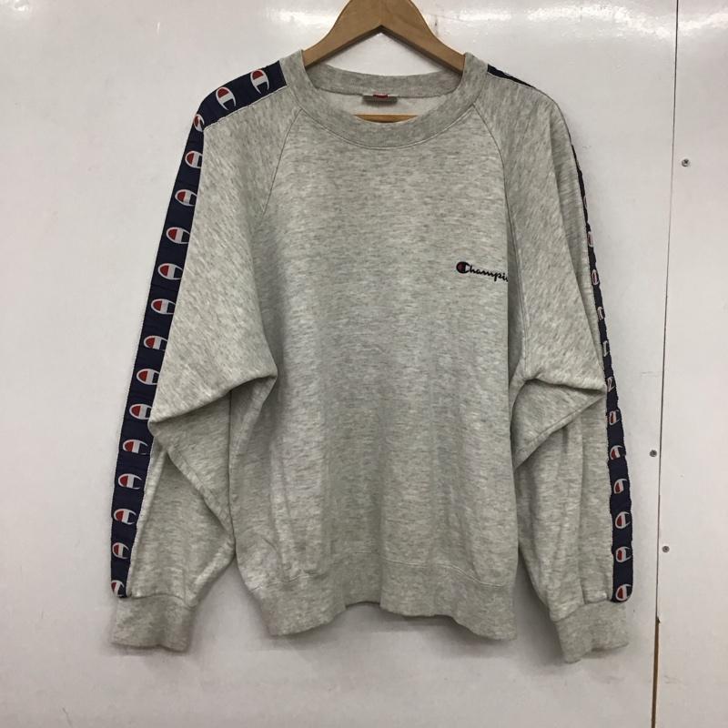 チャンピオン Champion トレーナー 長袖 90s ユーロ企画 サイドライン スウェット クルーネック L ロゴ、文字 灰 / グレー / メンズ USED 古着 中古 10135737
