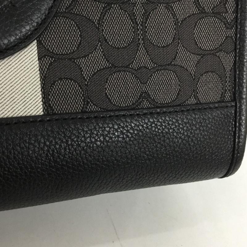 コーチ COACH ハンドバッグ ハンドバッグ CQ877 デンプシー キャリーオール シグネチャー ジャカード ストライプ アンド コーチ パッチ 総柄 黒 / ブラック / レディース USED 古着 中古 10128994