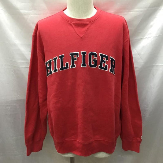トミーヒルフィガー TOMMY HILFIGER トレーナー 長袖 スウェット 裏起毛 M ロゴ、文字 赤 / レッド /  メンズ USED 古着 中古 10117169