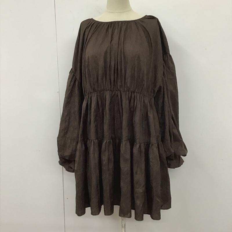 ナイスクラップ NICE CLAUP カットソー 長袖 310350 ティアード FREE 無地 ダークブラウン / ダークブラウン /  レディース USED 古着 中古 10112624
