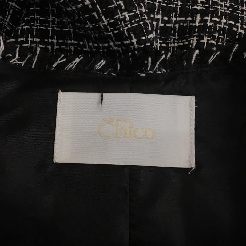 フーズフーチコ who s who Chico ジャケット、上着 ジャケット、ブレザー CHZ1022307A0009 ツイードフリンジジャケット 2WAY ベスト FREE チェック 黒 / ブラック / X 白 / ホワイト / レディース USED 古着 中古 10108359