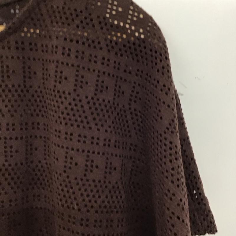 スタディオクリップ studio CLIP カットソー 半袖 半袖カットソー 総柄Tシャツ クルーネックカットソー L 総柄 茶 / ブラウン / レディース USED 古着 中古 10135792