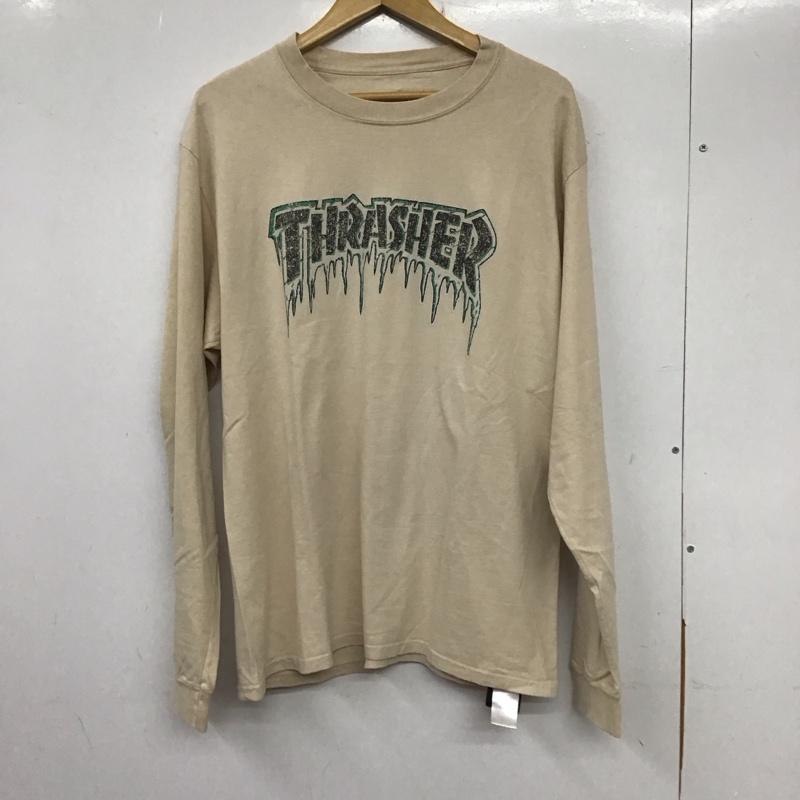 スラッシャー THRASHER カットソー 長袖 長袖カットソー プリントカットソー クルーネック L ロゴ、文字 ベージュ / ベージュ / メンズ USED 古着 中古 10137164