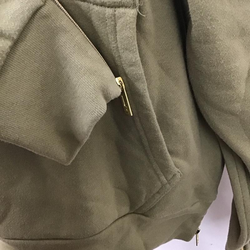 アディダス adidas パーカー 長袖 HG6658 サイドファスナー プルオーバー スウェット ロゴ、文字 カーキ / カーキ / レディース USED 古着 中古 10120605