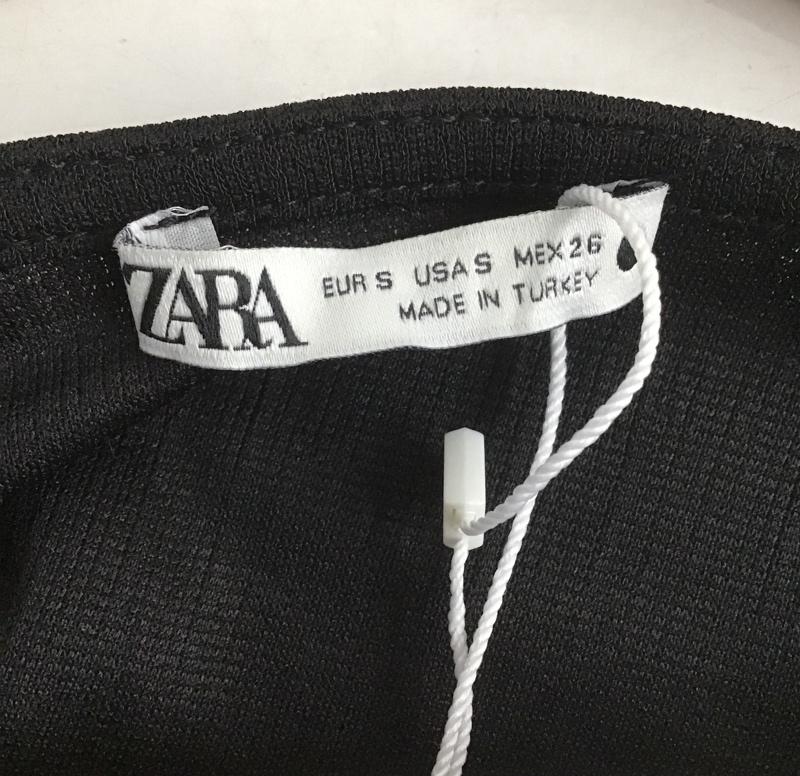 ザラ ZARA ワンピース ロングスカート 5580 001 800 フロントギャザー 長袖 Vネック タグ付き S 無地 黒 / ブラック / レディース USED 古着 中古 10139401