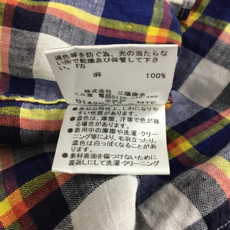 バーバリーブラックレーベル BURBERRY BLACK LABEL シャツ、ブラウス 長袖 D1M04-803-28 チェック リネン 麻 3 ワンポイント マルチカラー / マルチカラー / メンズ USED 古着 中古 10119750
