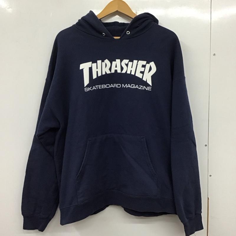 スラッシャー THRASHER パーカー 長袖 長袖パーカー プルオーバーパーカー スウェット L ロゴ、文字 紺 / ネイビー / メンズ USED 古着 中古 10137844