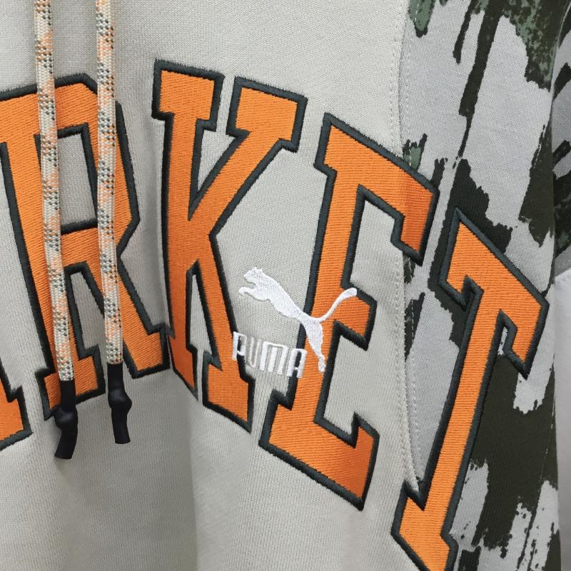 プーマ PUMA パーカー 長袖 PUMA×MARKET Relaxed Hoodie 535083-64 XL ロゴ、文字 X 刺繍 X 総柄 アイボリー / アイボリー / X 緑 / グリーン / X 橙 / オレンジ / メンズ USED 古着 中古 10136366