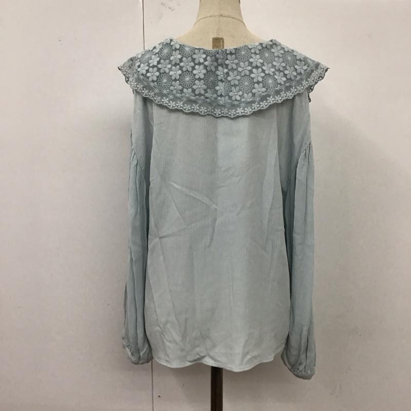 ザラ ZARA シャツ、ブラウス 長袖 1971 099 406 襟レース タグ付き S 無地 水色 / ライトブルー / レディース USED 古着 中古 10120367