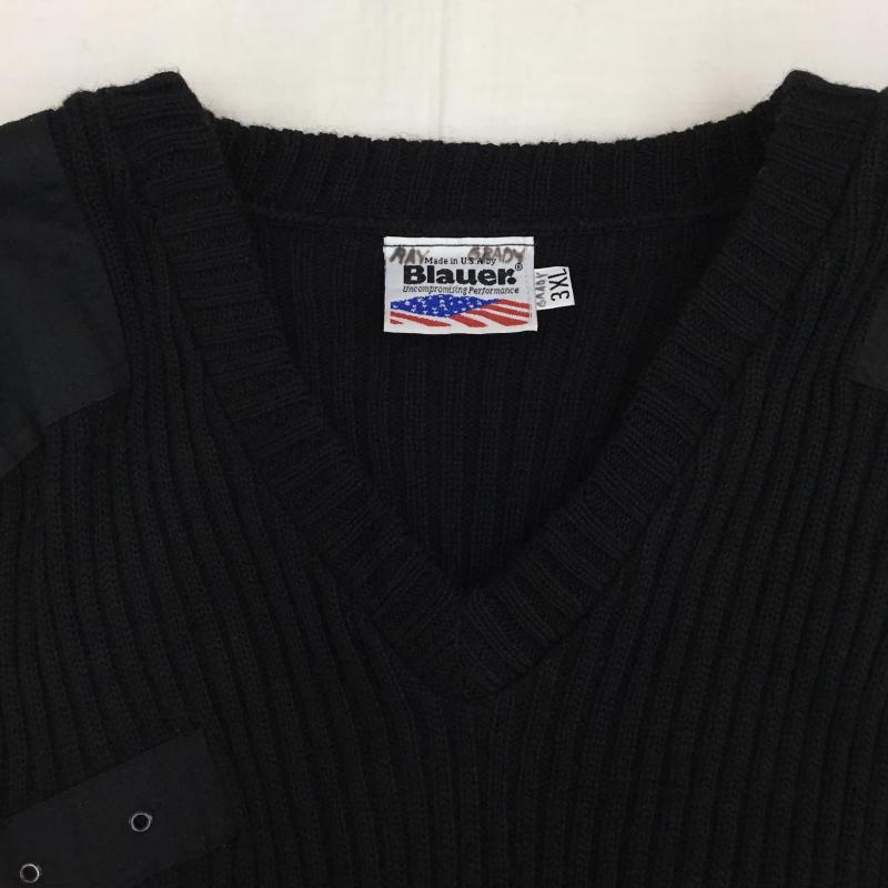 ユーズドクロージング used clothes ニット、セーター 七分袖 Blauer 3L 無地 黒 / ブラック / メンズ USED 古着 中古 10138467