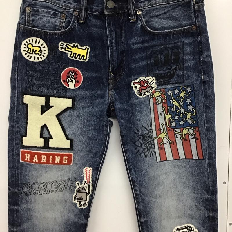アメリカンイーグル AMERICANEAGLE パンツ デニム、ジーンズ デニムパンツ スリムパンツ カジュアルパンツ 31インチ ロゴ、文字 インディゴ / インディゴ / メンズ USED 古着 中古 10130710