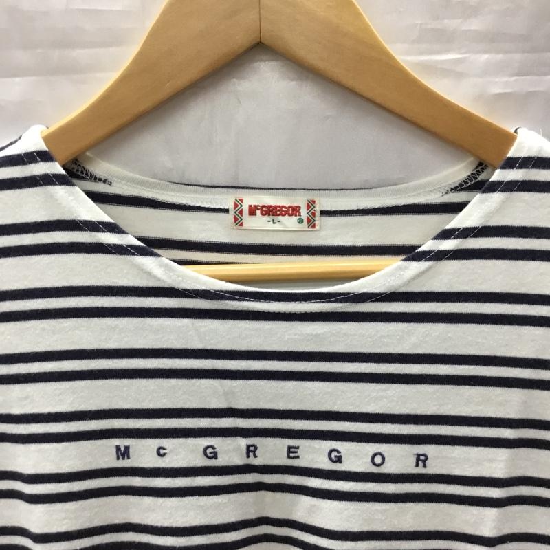 マックレガー McGREGOR カットソー 七分袖 七分丈カットソー クルーネックカットソー プリントTシャツ L ボーダー柄 白 / ホワイト / X 紺 / ネイビー / レディース USED 古着 中古 10113391